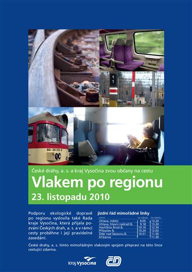 Plakát - informace k prezentační jízdě vlakem Vysočinou