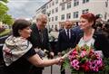 Prezidentský pár při přivítání v sídle Kraje Vysočina